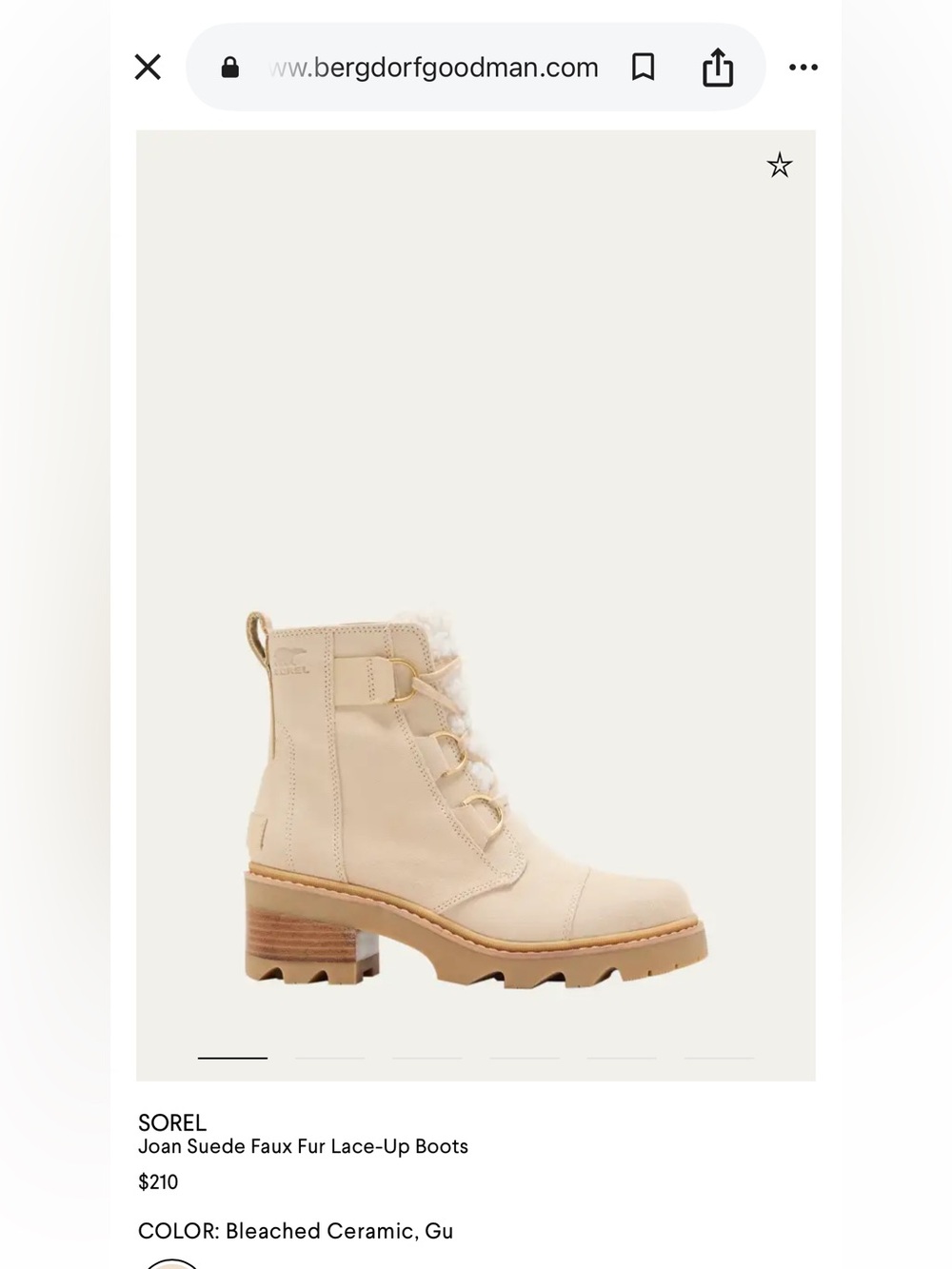 Sorel Lace-Up Suede Boots with Faux Fur Trim in Bleached Ceramic